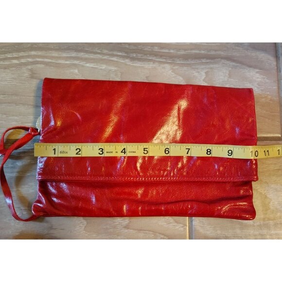 Allison Burns Red Leather Folder Over Clutch Purse Zip Close Vintage USA - Picture 6 of 8